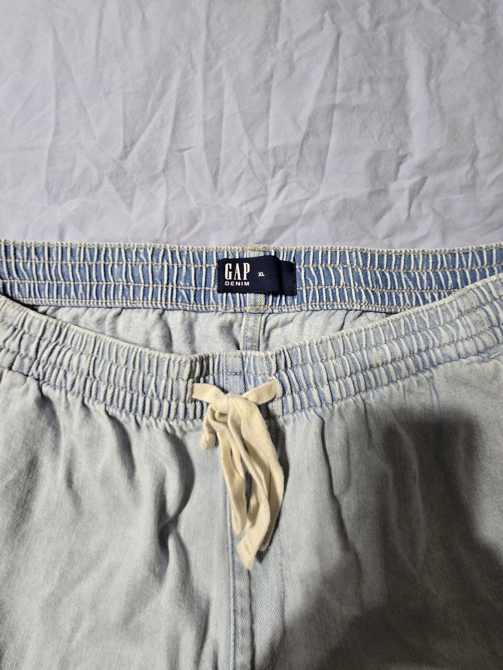 GAP Denim Light Wash Elastic Waist Shorts with Drawstring